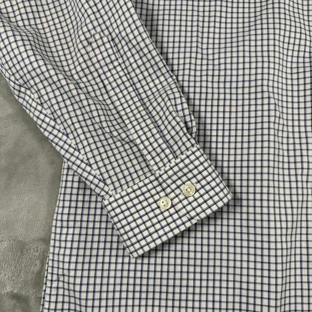LL Bean Shirt Mens Large Black Blue Lines Wrinkle Resistant Button Down  0 MT78